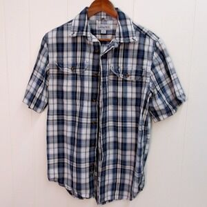 Carhartt Mens Plaid Short Sleeve Button‎ Up Casual Shirt Size S /#9092